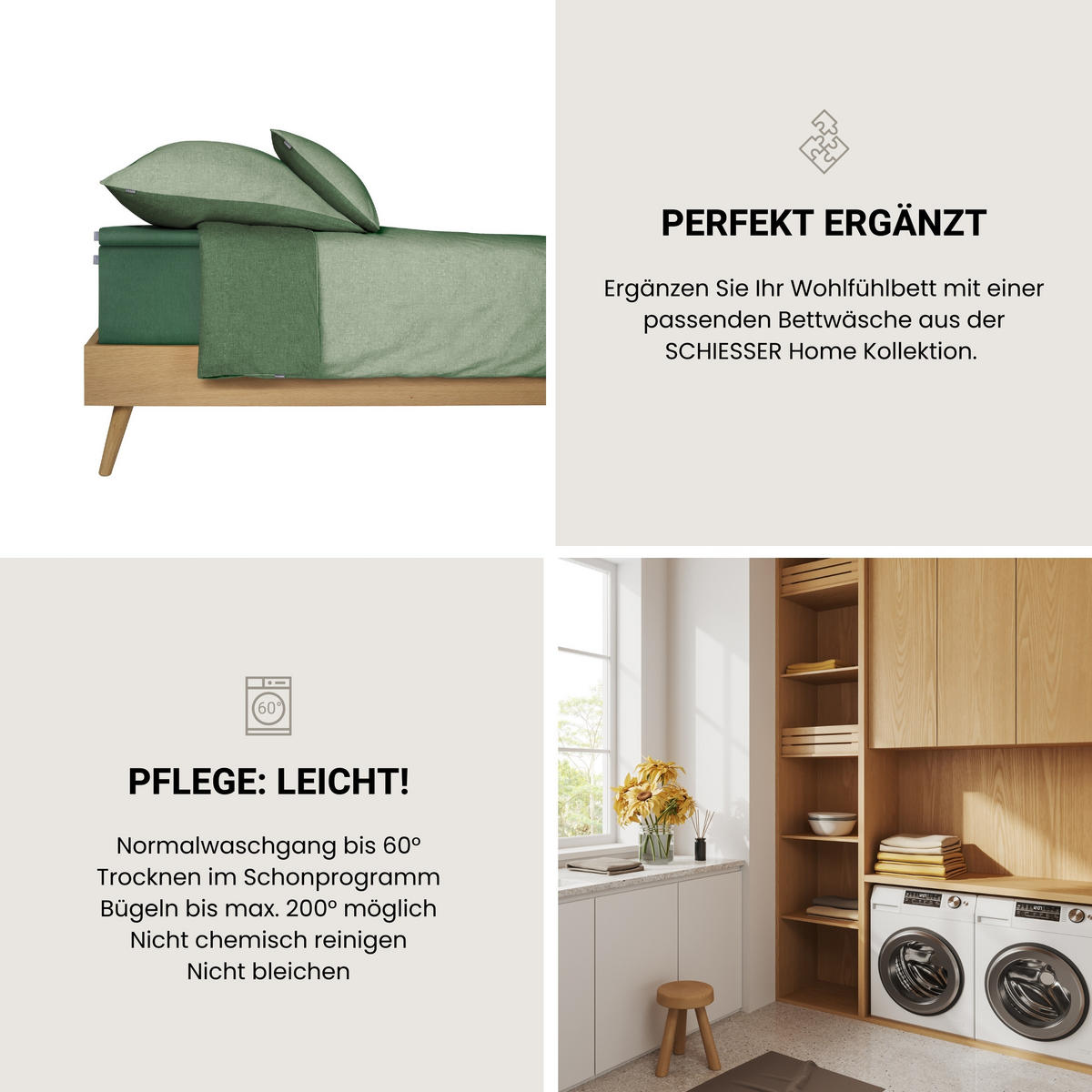 SPANNBETTLAKEN Flexi - 95/5 - 100 x 200 cm - Dunkelgrün - Dunkelgrün, Textil (100/200cm) - SCHIESSER