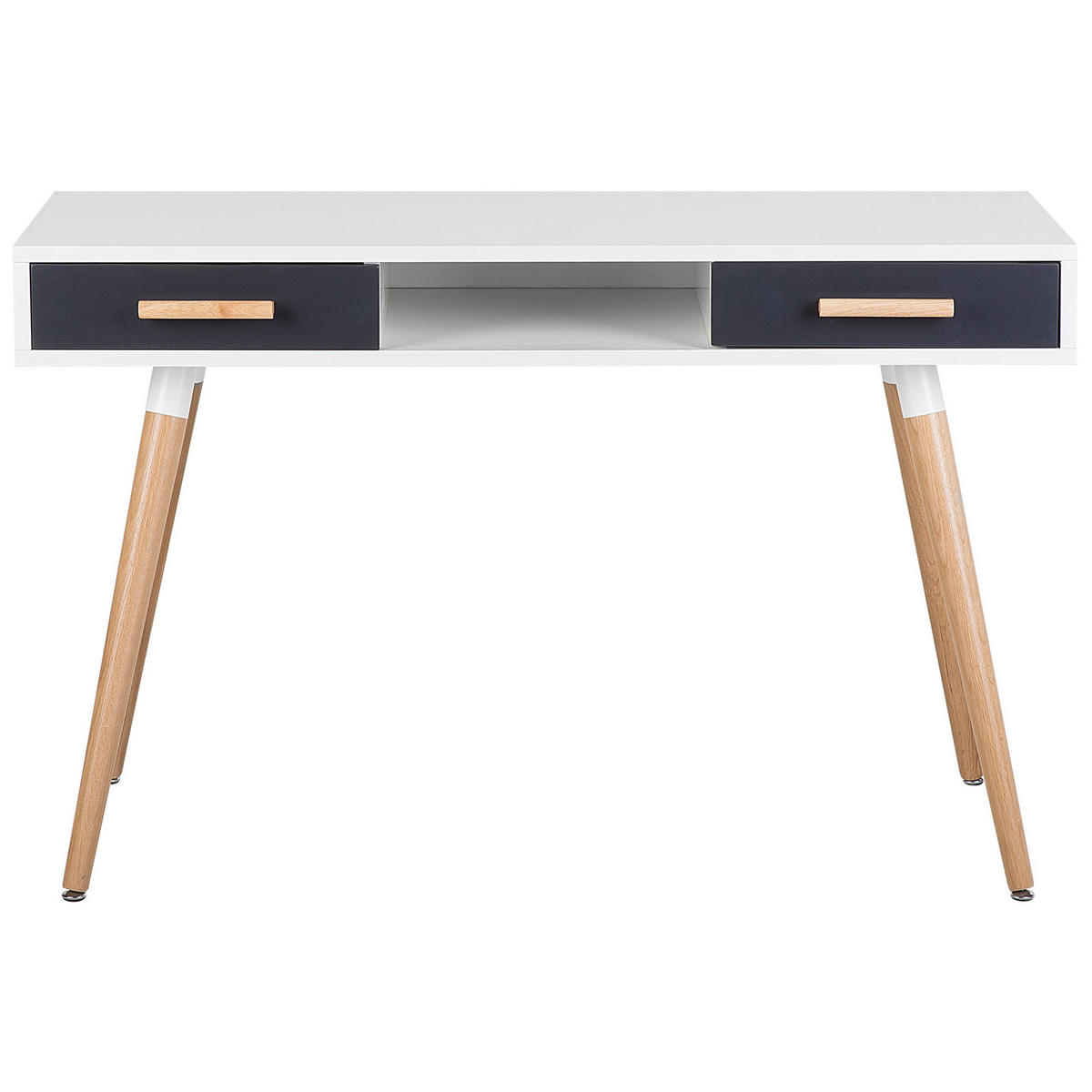 SCHREIBTISCH weiß/grau 120/45/75 cm Frisco - Schwarz/Weiß, Holzwerkstoff (45/120/75cm) - Beliani