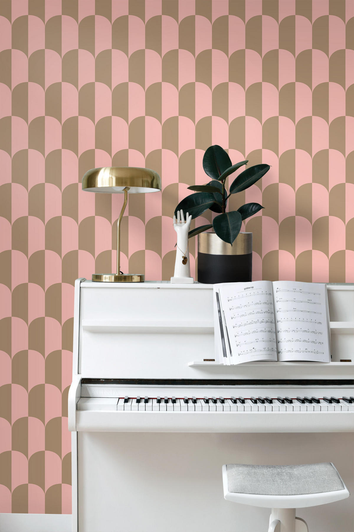 TAPETE Art Decó Muster 53 cm x 10.05 m - Pink, Papier (53/1000cm) - ESTAhome