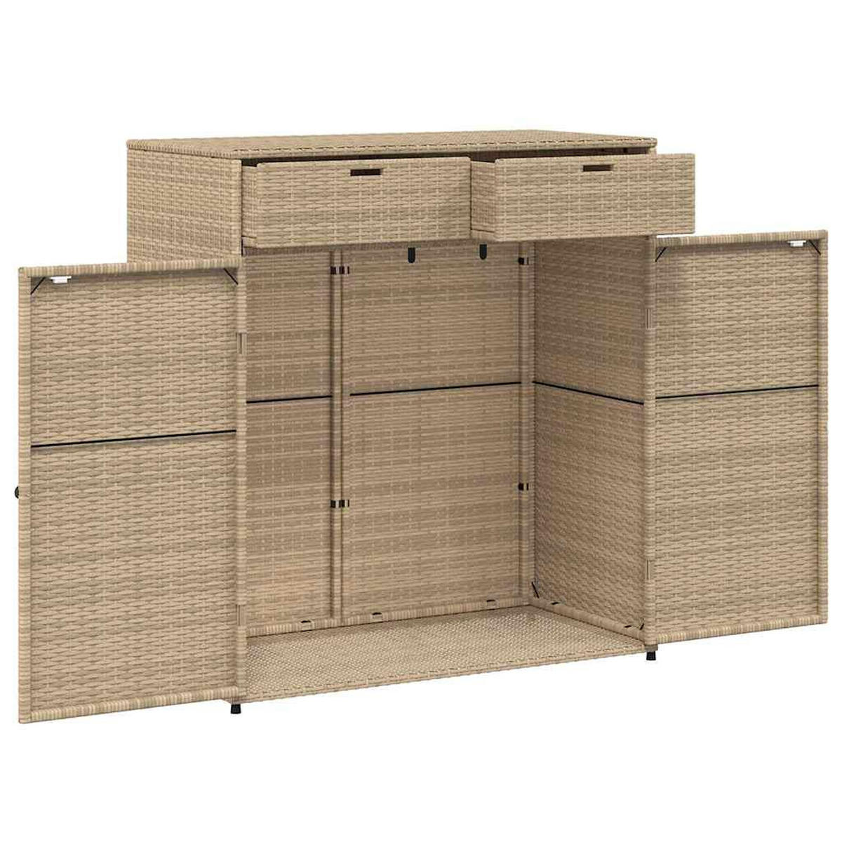 GARTENSCHRANK Grau 105/55/113 Cm Poly Rattan - Grau, Kunststoff (105/113/55cm) - vidaXL