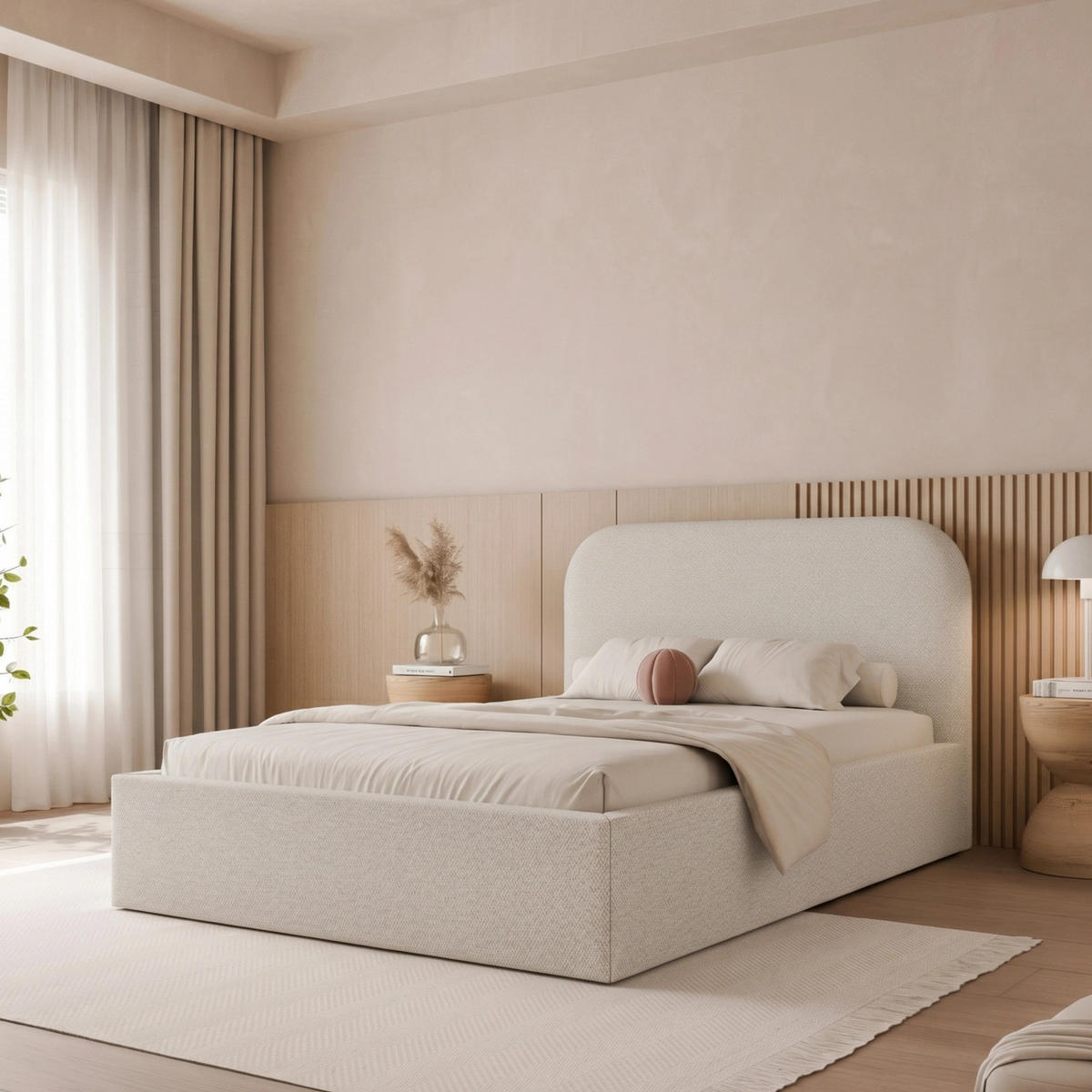 POLSTERBETT FUZZI 120x200 cm Beige (Stoff Lumi) - mit Bettkasten und Lattenrost - Beige, Holzwerkstoff/Textil (120/200cm) - Ravio