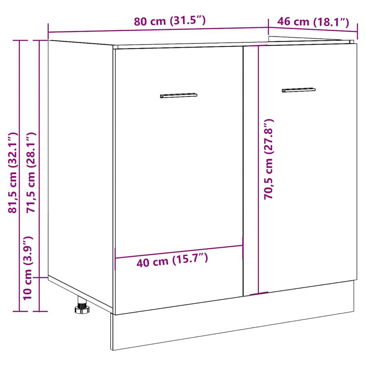 SPÜLENUNTERSCHRANK Lyon Betongrau 80/46/81,5 Cm Holzwerkstoff - Grau, Holzwerkstoff (46/81.5/80cm) - vidaXL