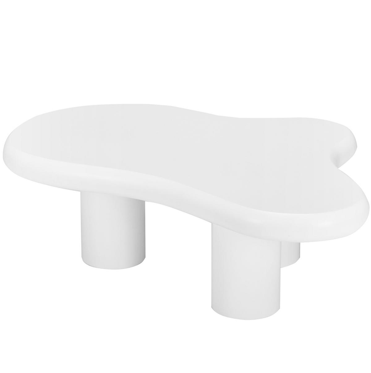 COUCHTISCH wolkenförmig 97/67/32 cm in Weiß MDF mit Filzunterlagen - Weiß, Holzwerkstoff (97/67/32cm) - OKWISH