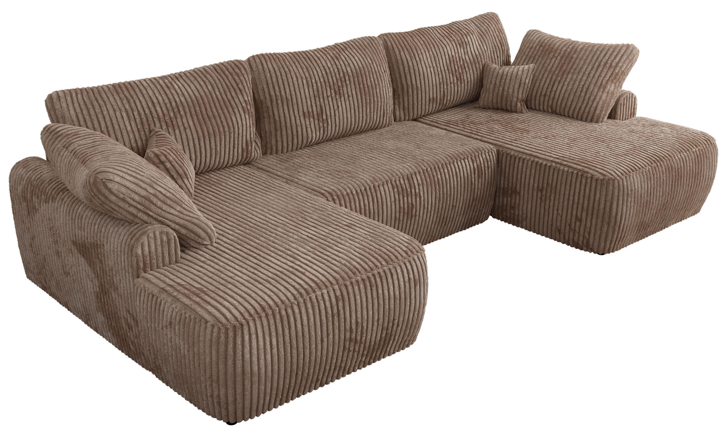 WOHNLANDSCHAFT CUBO U Braun Cord - Schwarz/Braun, Kunststoff/Textil (370/100/187cm) - MKS