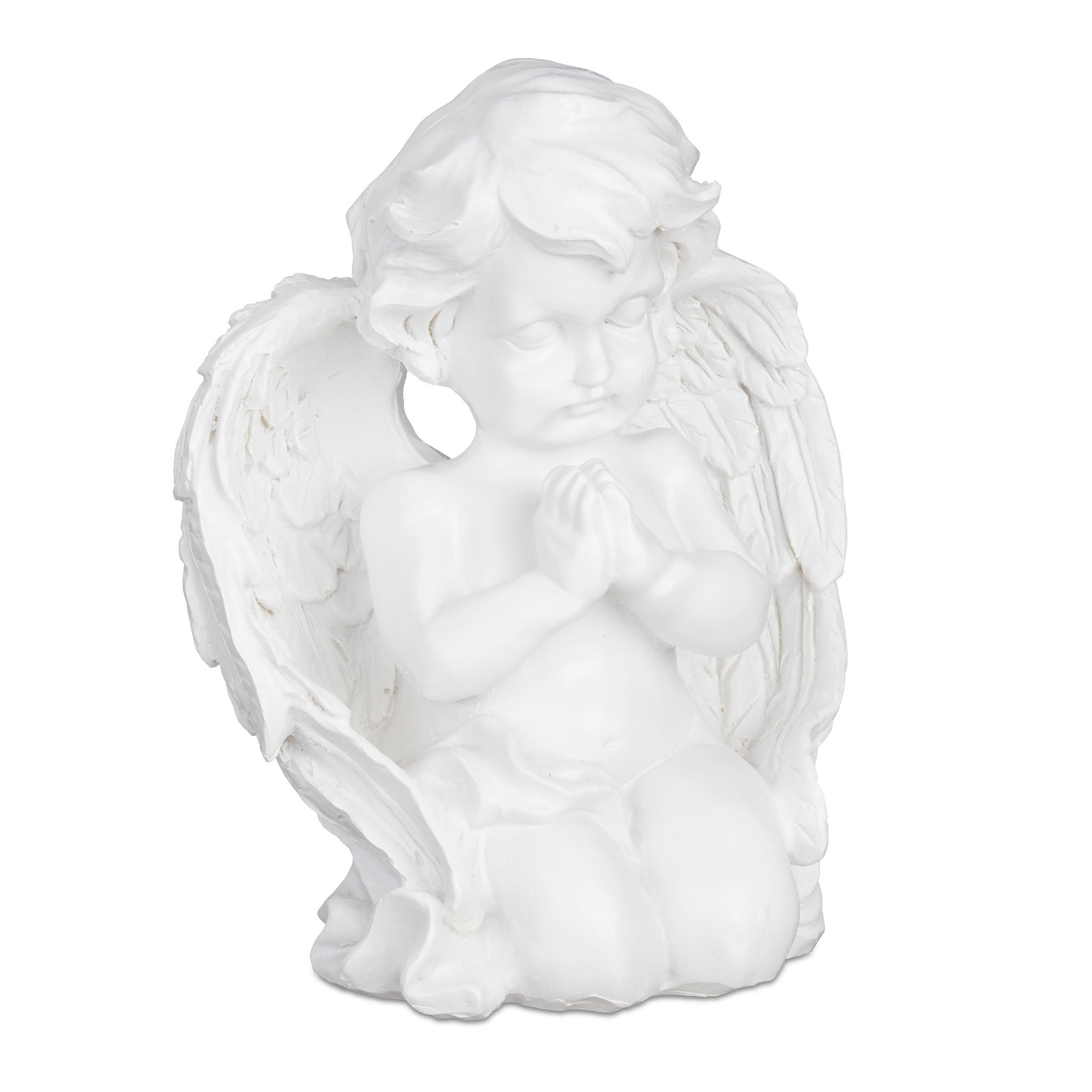 Relaxdays ANDĚL Bílá na hrob polyresin mrazuvzdorný výška 15,5 cm