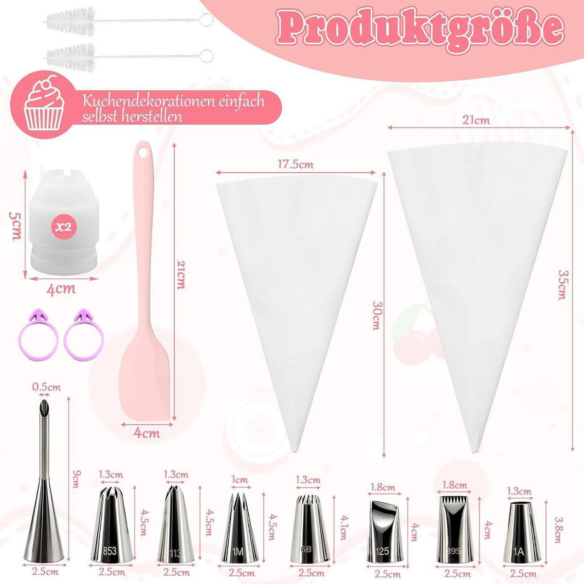 SPRITZBEUTEL-SET 17-teilig Baumwolle 30 und 35 cm - Weiß, Textil (21/1/35cm)