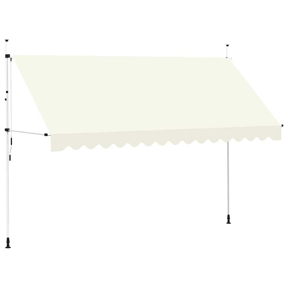 EINZIEHBARE Markise Handbetrieben 400 cm Cremeweiß - Creme, Textil (400/1/1cm) - furnicato