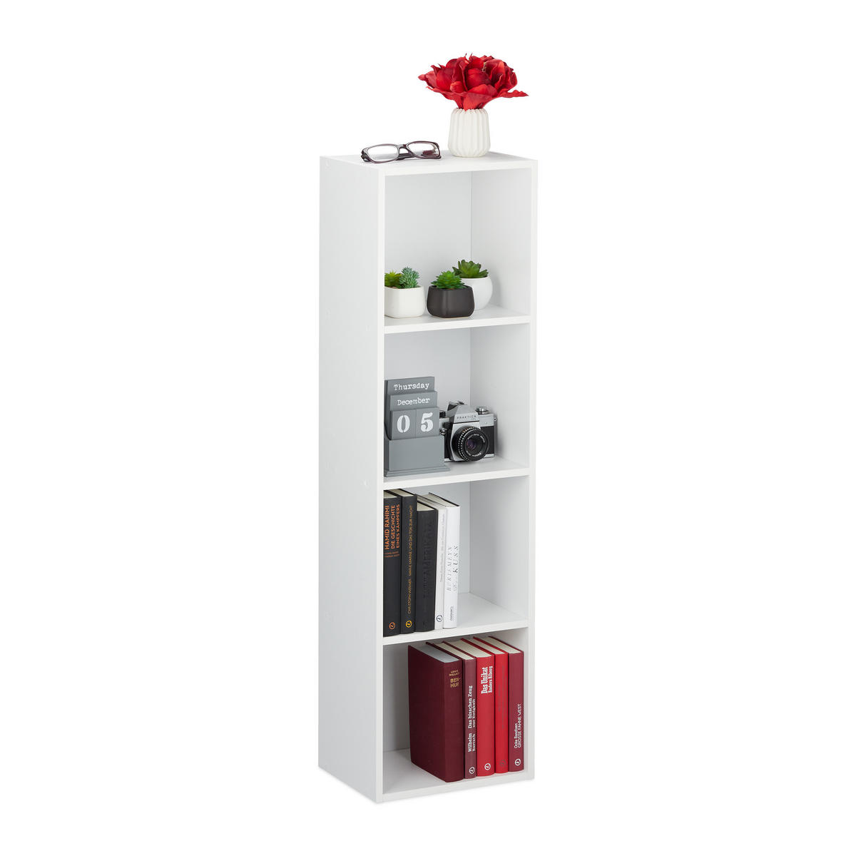 BÜCHERREGAL - Weiß, Holzwerkstoff (30/106/23cm) - Relaxdays
