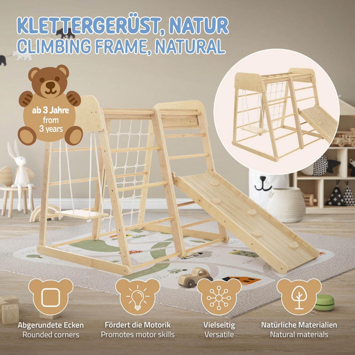 KLETTERGERÜST - Naturfarben, Holzwerkstoff (111.5/124cm) - Joyz