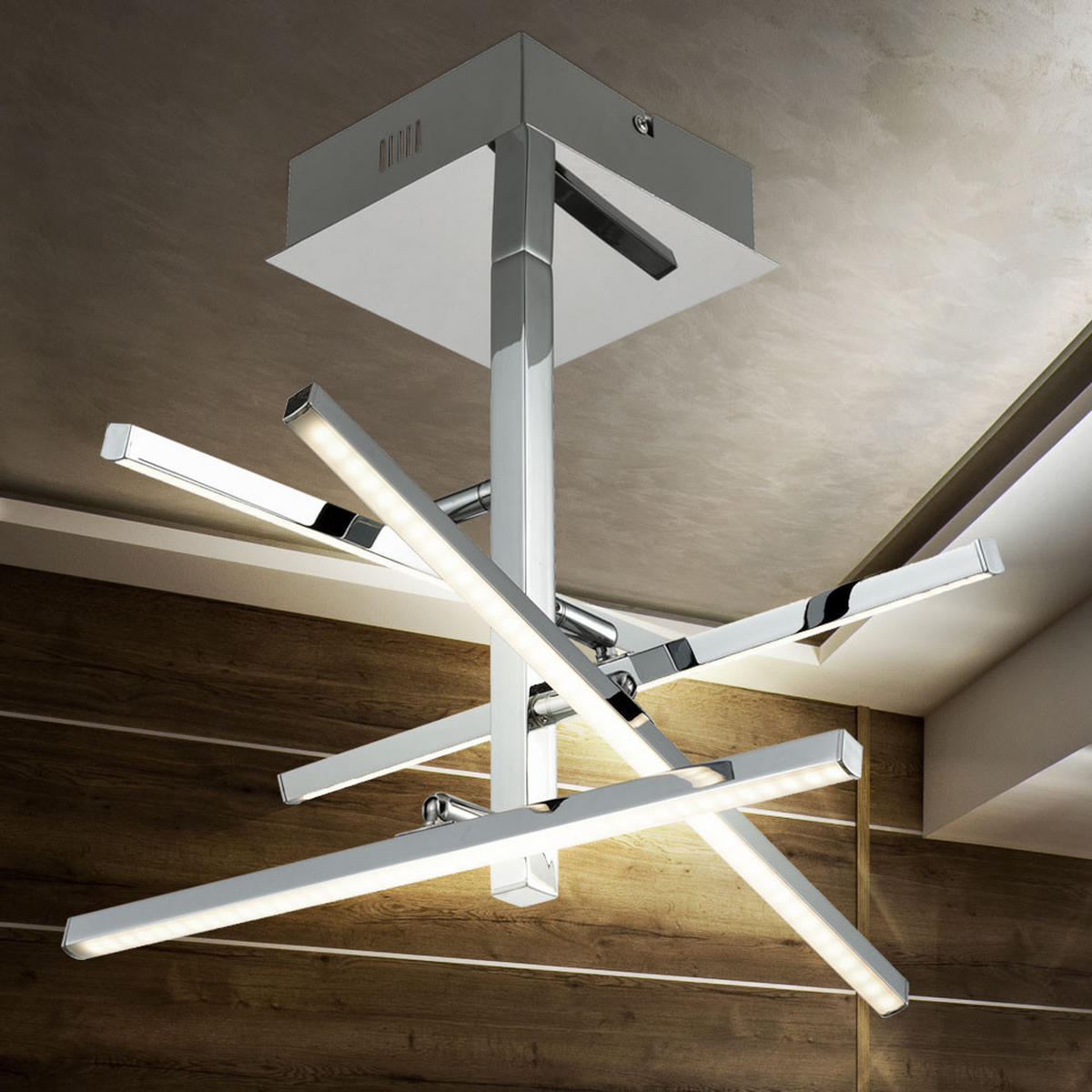 LED DECKENLEUCHTE Chrom Silber verstellbar - Silberfarben, Metall (51/51/36cm) - Esto