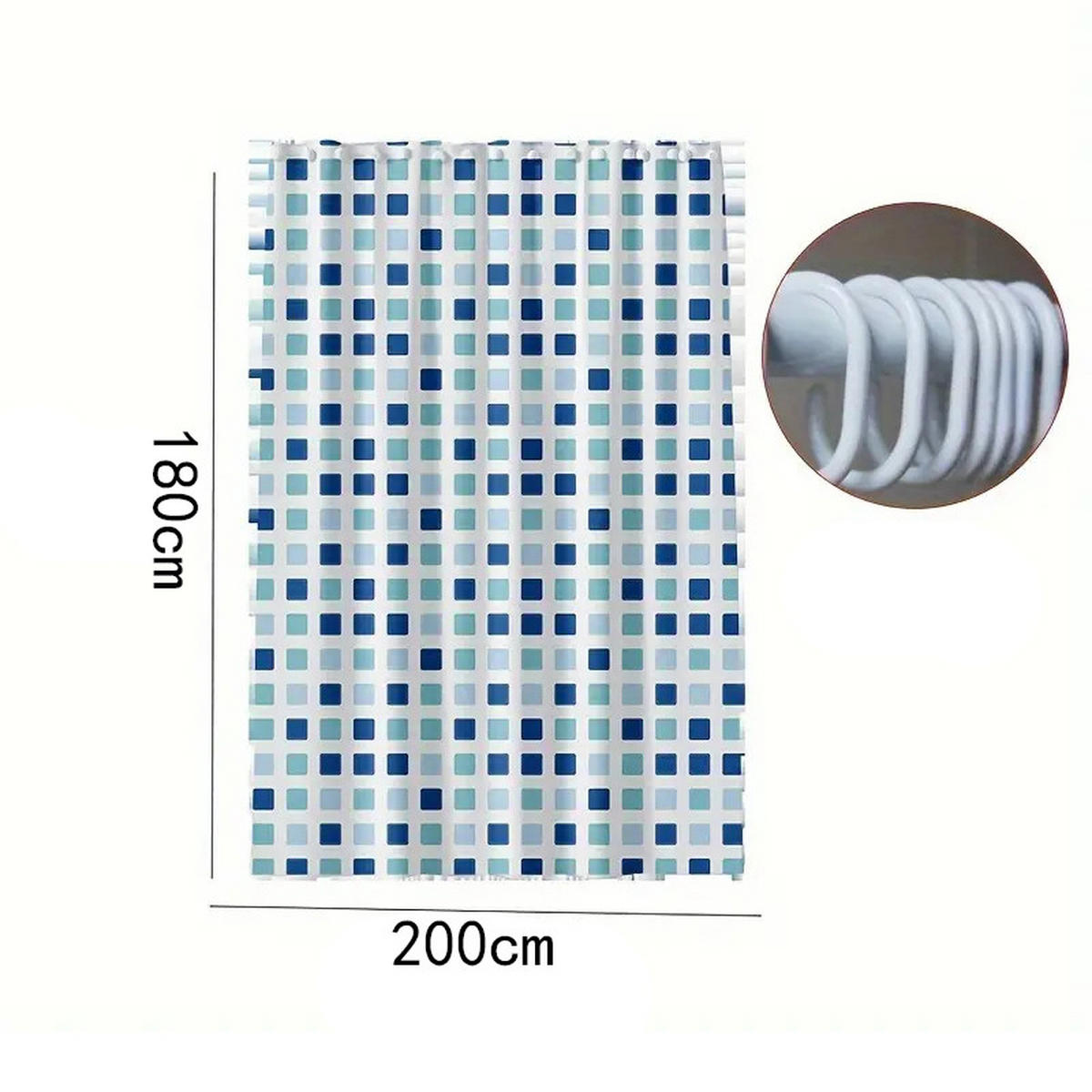 DUSCHVORHANG Blau und Grün 180 x 200 cm mit Haken Badezimmer - Multicolor, Kunststoff (180/200cm) - MCBOSON