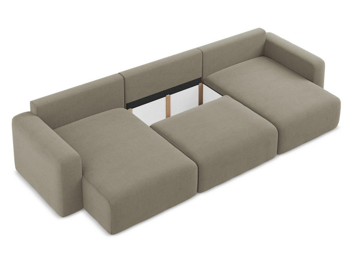 WOHNLANDSCHAFT Strukturstoff Stoff Beige - Beige/Schwarz, Kunststoff/Textil (332/79/149cm) - Makamii
