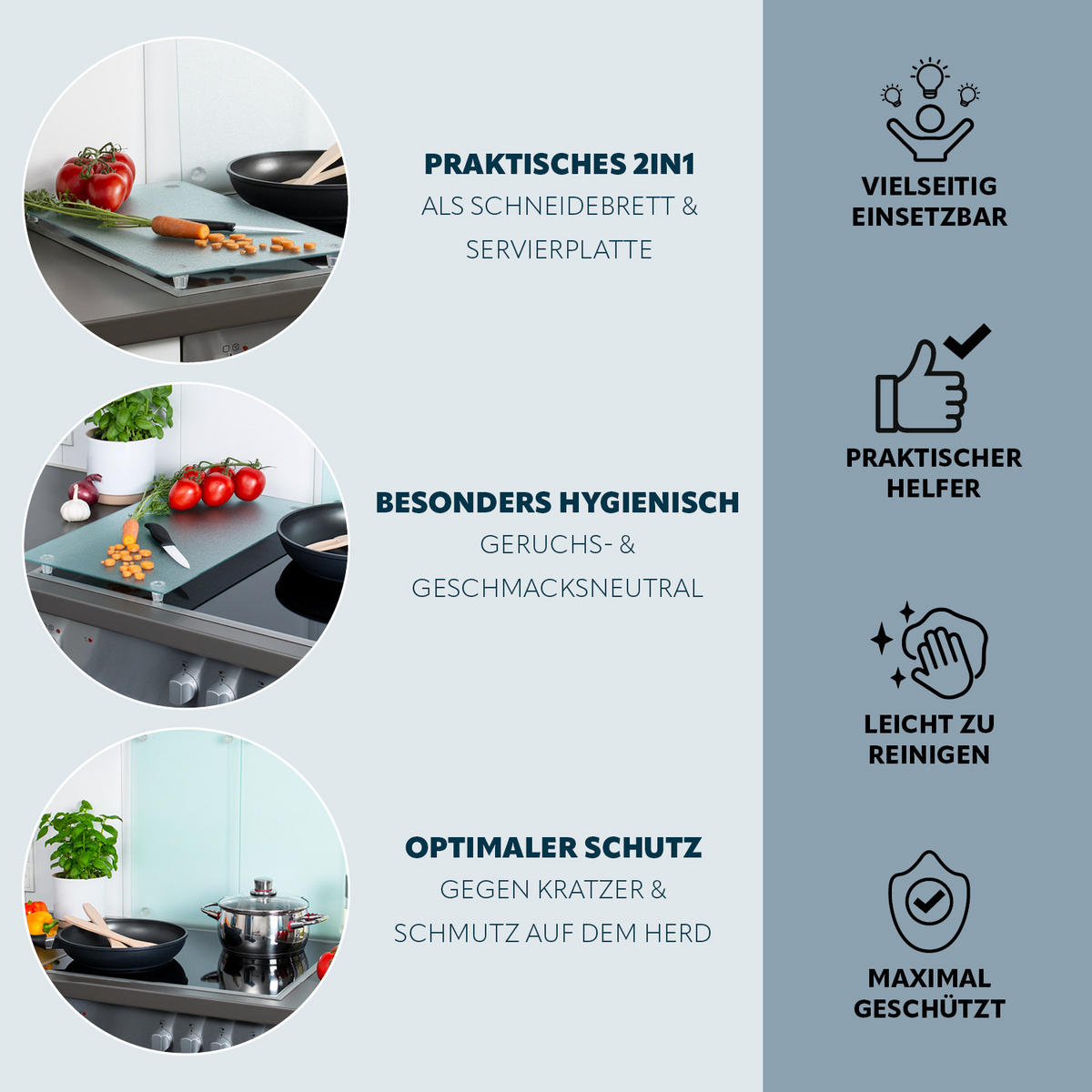 HERDABDECKPLATTE 2er Set - Transparent, Glas (30/3/52cm) - bremermann