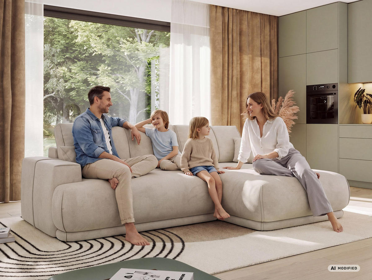 ECKSCHLAFSOFA RINA L Beige Cord - rechts - Beige/Schwarz, Kunststoff/Textil (172/266cm) - MKS