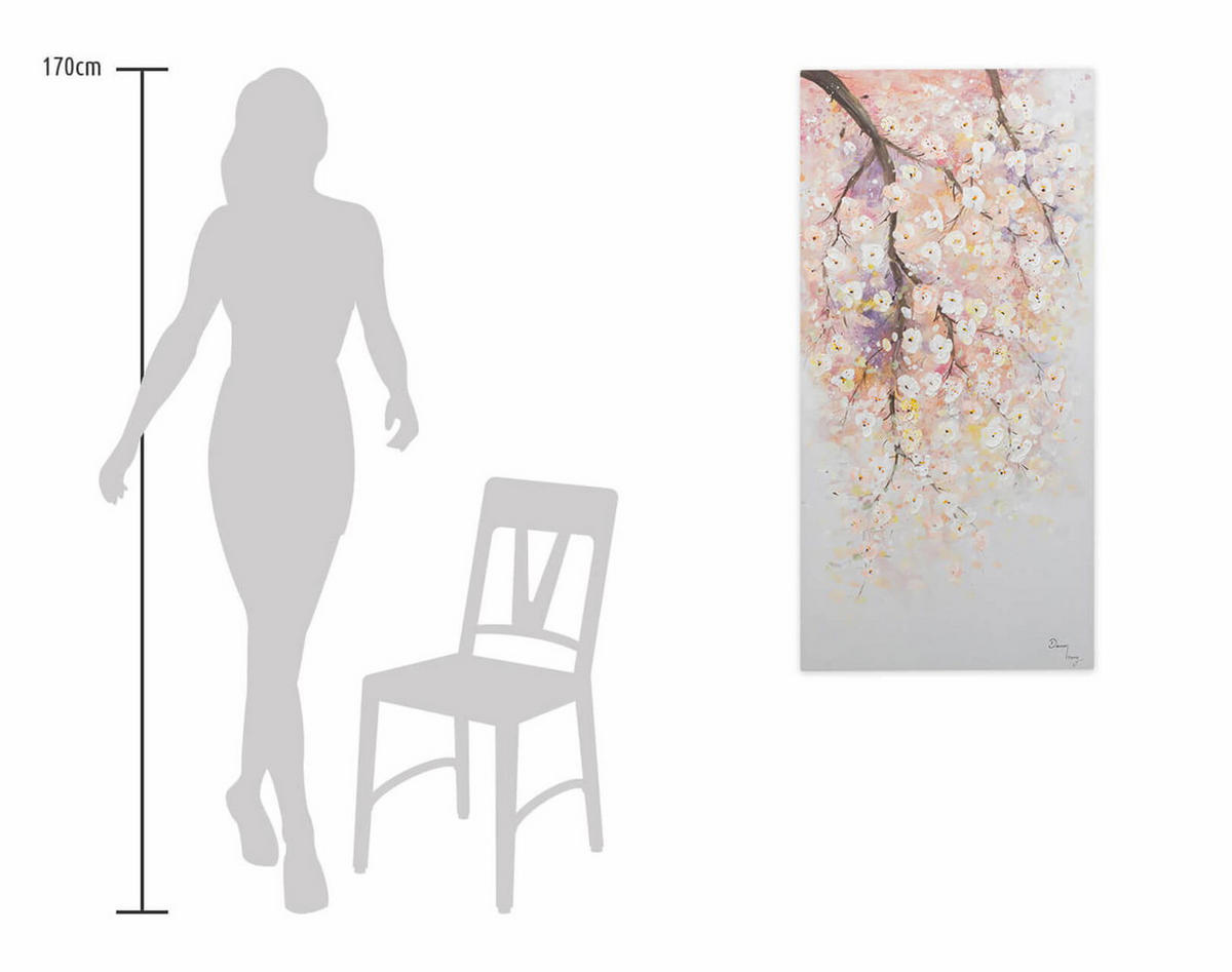 ACRYLBILD HANDGEMALT 60/120 cm - Pink/Weiß, Holz/Textil (60/120cm) - KUNSTLOFT