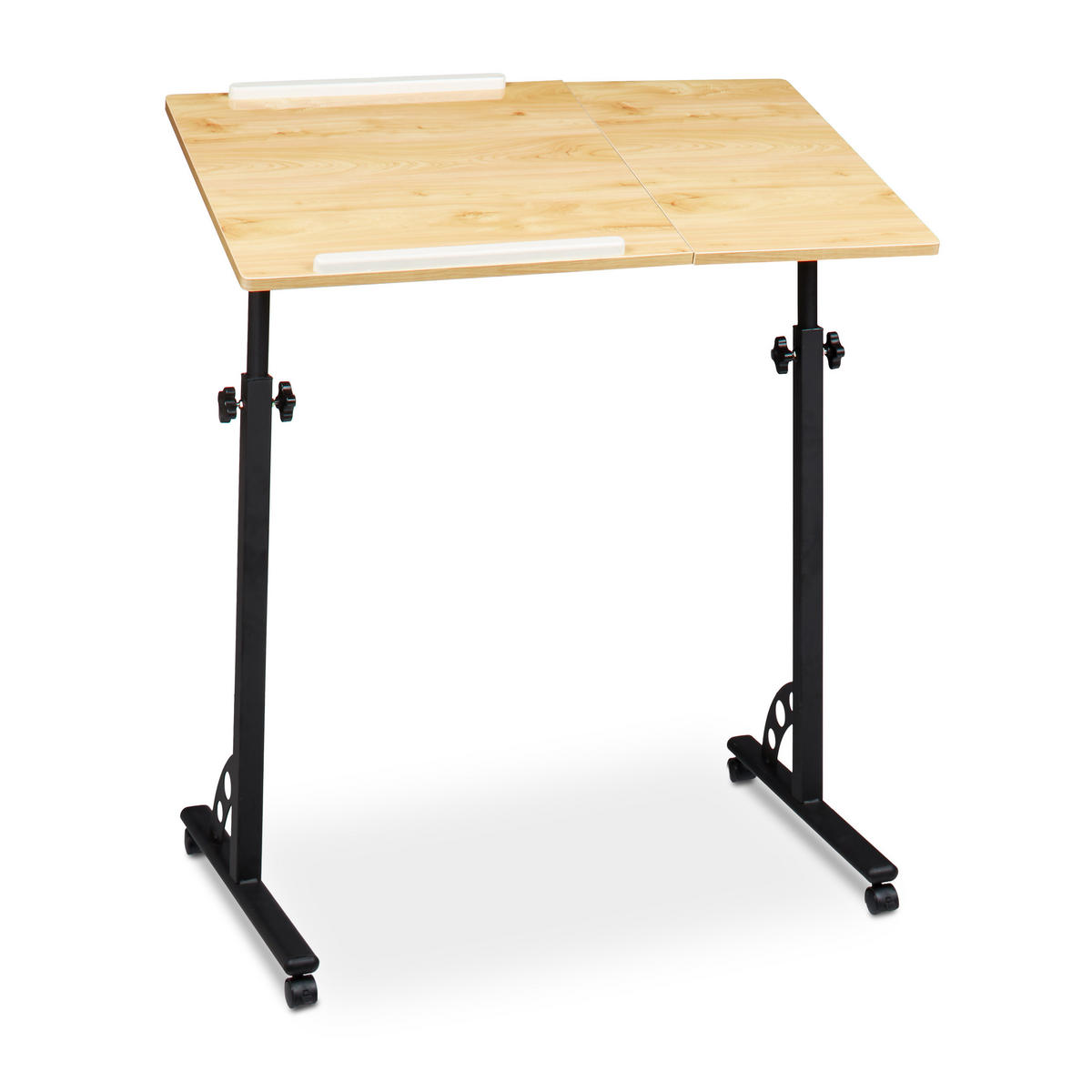 BORD Gult höjdjusterbart för bärbar dator - Ljusbrun, Träbaserade material/Metall (50/80/110cm) - Relaxdays