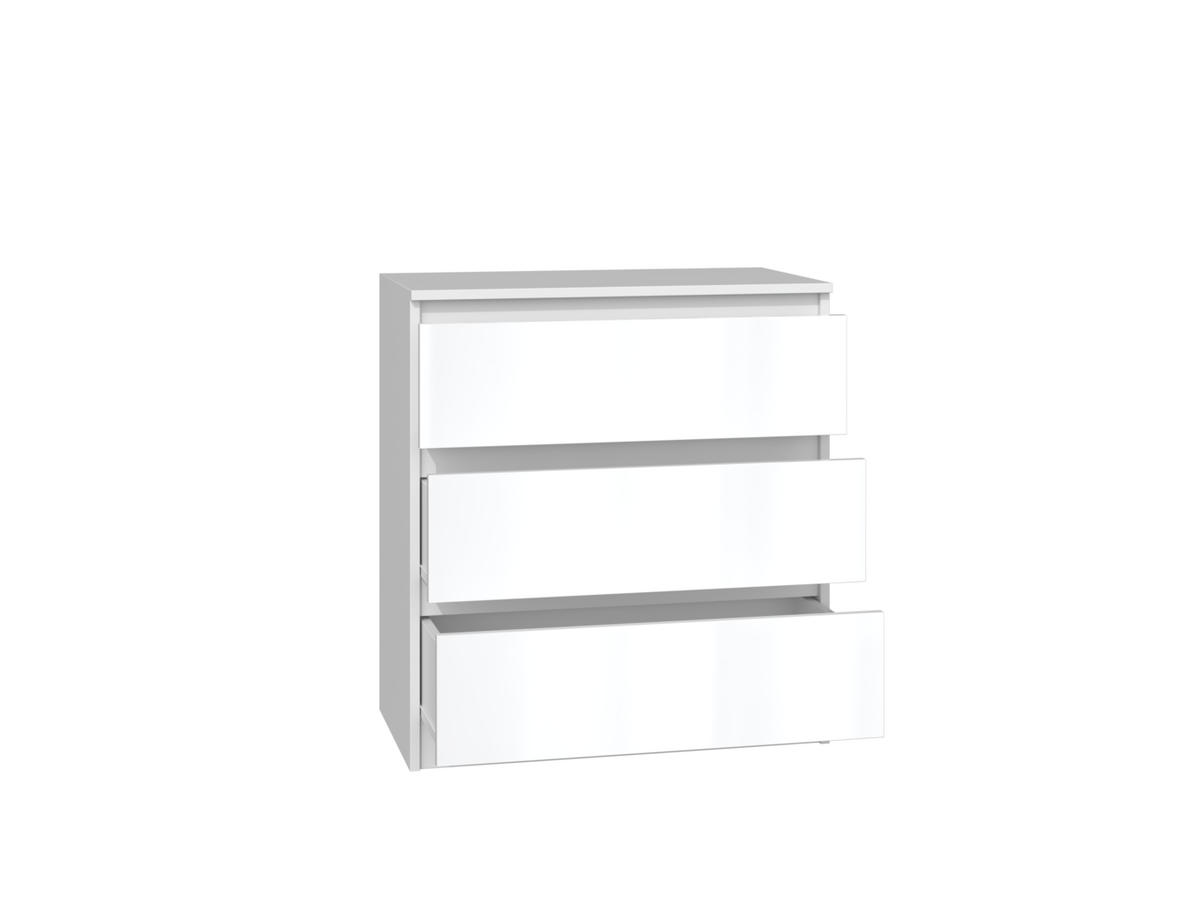 KOMMODE 3 SCHUBLADEN M3 - GLÄNZEND WEISS - Weiß, Holzwerkstoff (70/75/40cm) - CDF