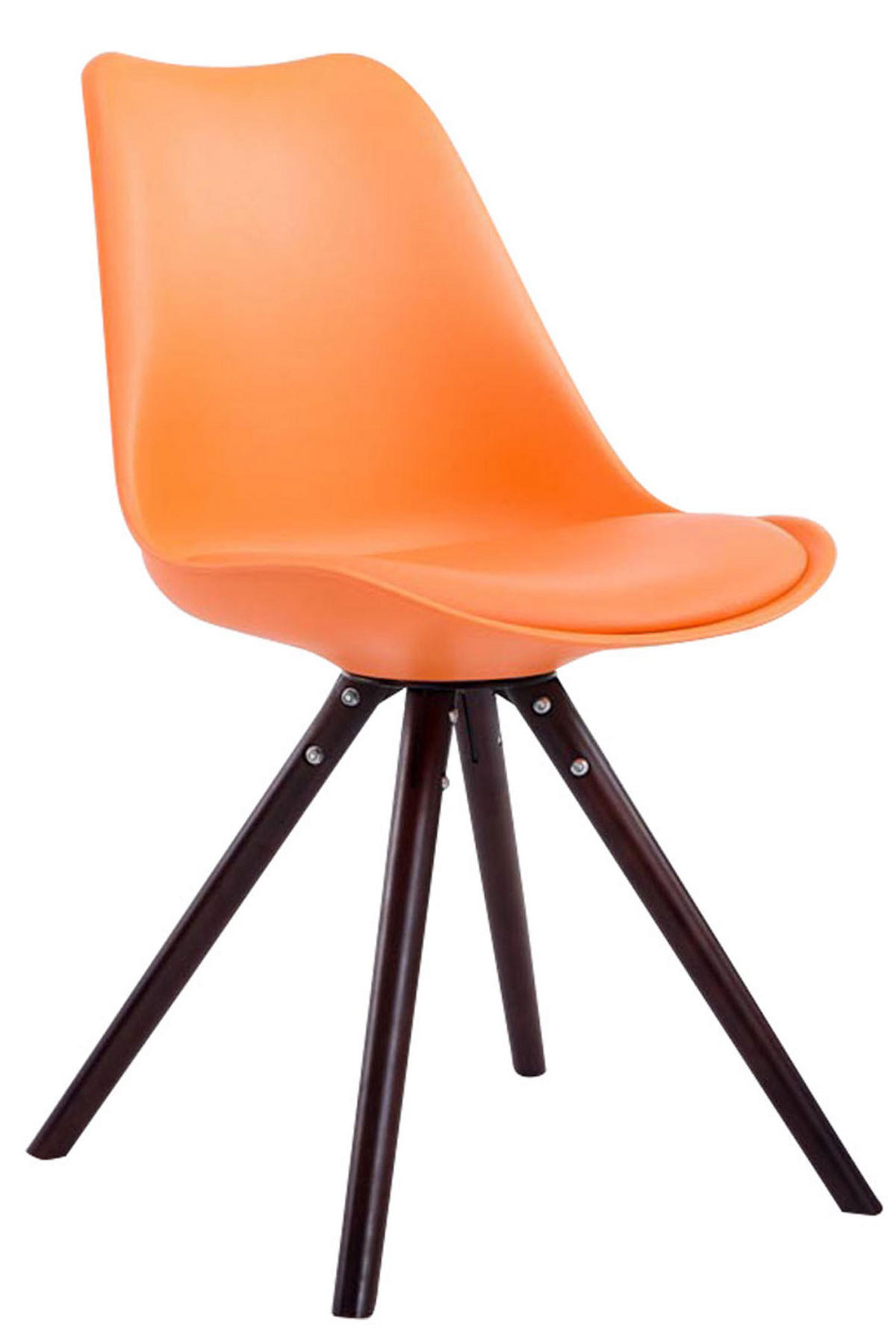 BESUCHERSTUHL Toulon Kunstleder, Gestell Buchenholz Cappuccino Rund Orange - Orange/Cappuccino, Holz/Buchenholz (48/83/56cm) - TPFLiving