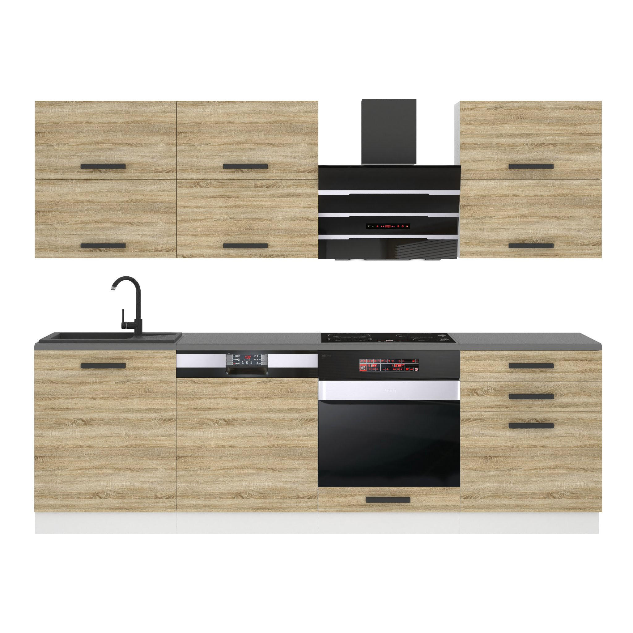 KÜCHENZEILE Madison 240 cm, mit Arbeitsplatten, Sonoma-Eiche - Sonoma Eiche, Holz (240/204/60cm) - B BELINI GROUP