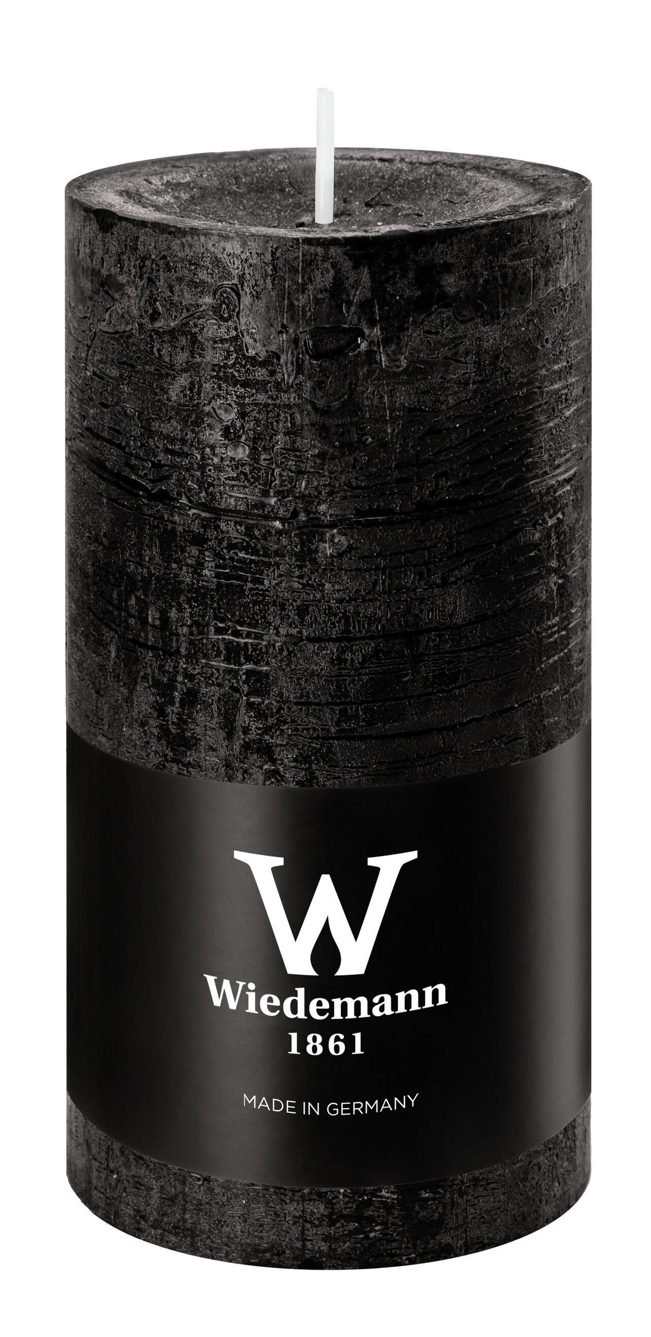 STUMPENKERZE Rustik Marble Style Schwarz 120 x Ø 58 mm, 1 Stück - Schwarz, Paraffin (6/12cm) - Wiedemann Kerzen