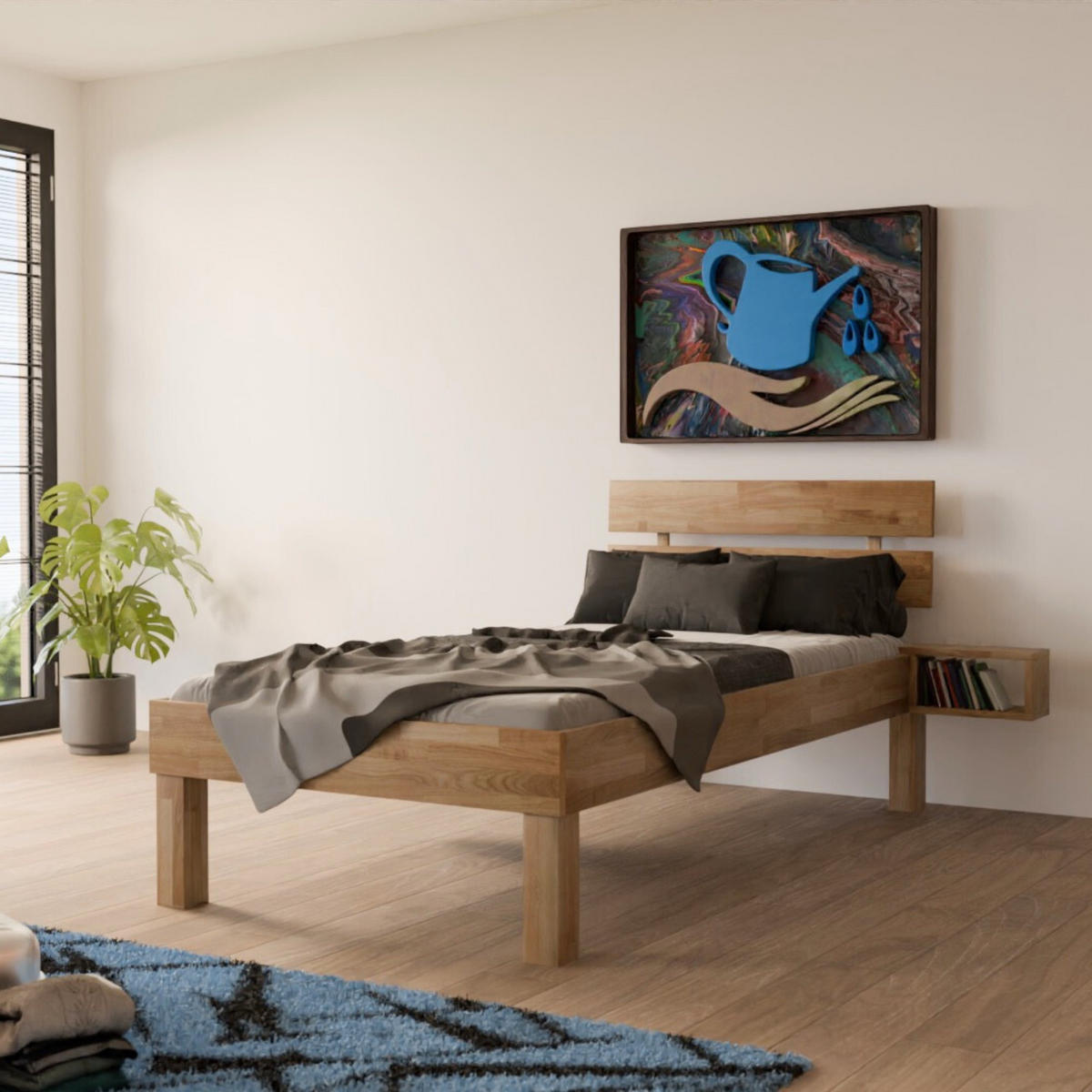 KOMFORTBETT 120/200 cm aus massiver Wildeiche - Braun, Holz (120/200cm) - MeinMassivholz