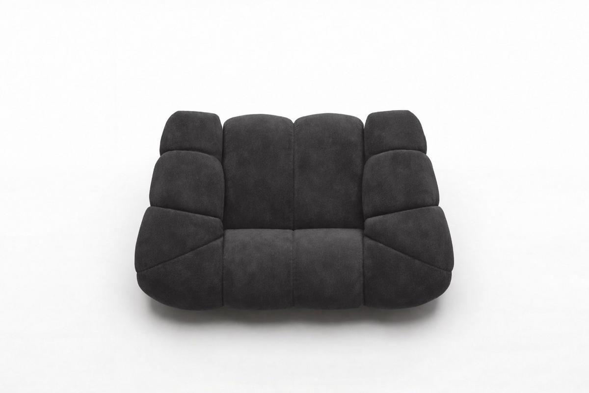 SESSEL modular, Veloursstoff Bluvel, Schwarz, CROISSANT - Schwarz, Holz (168/72/115cm) - Kaiser Möbel