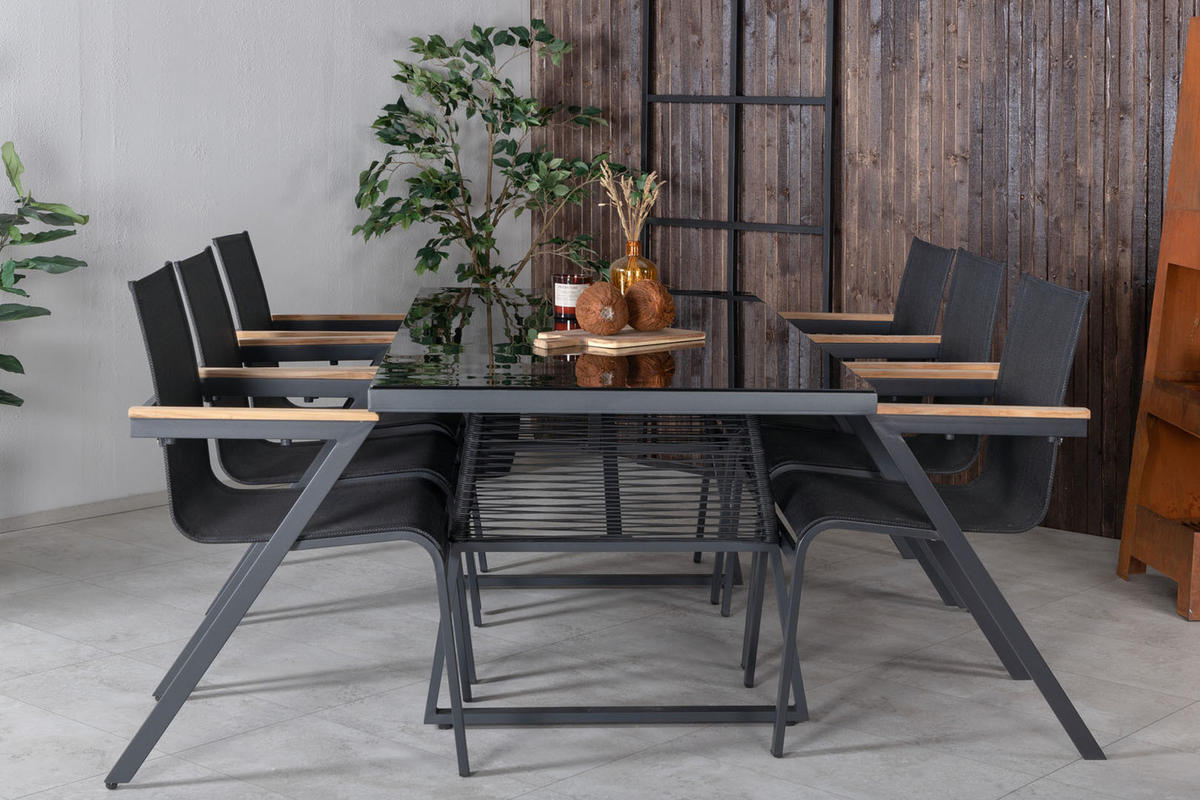 GARTENTISCH Schwarz - Schwarz, Holzwerkstoff (193/90/77cm) - ebuy24