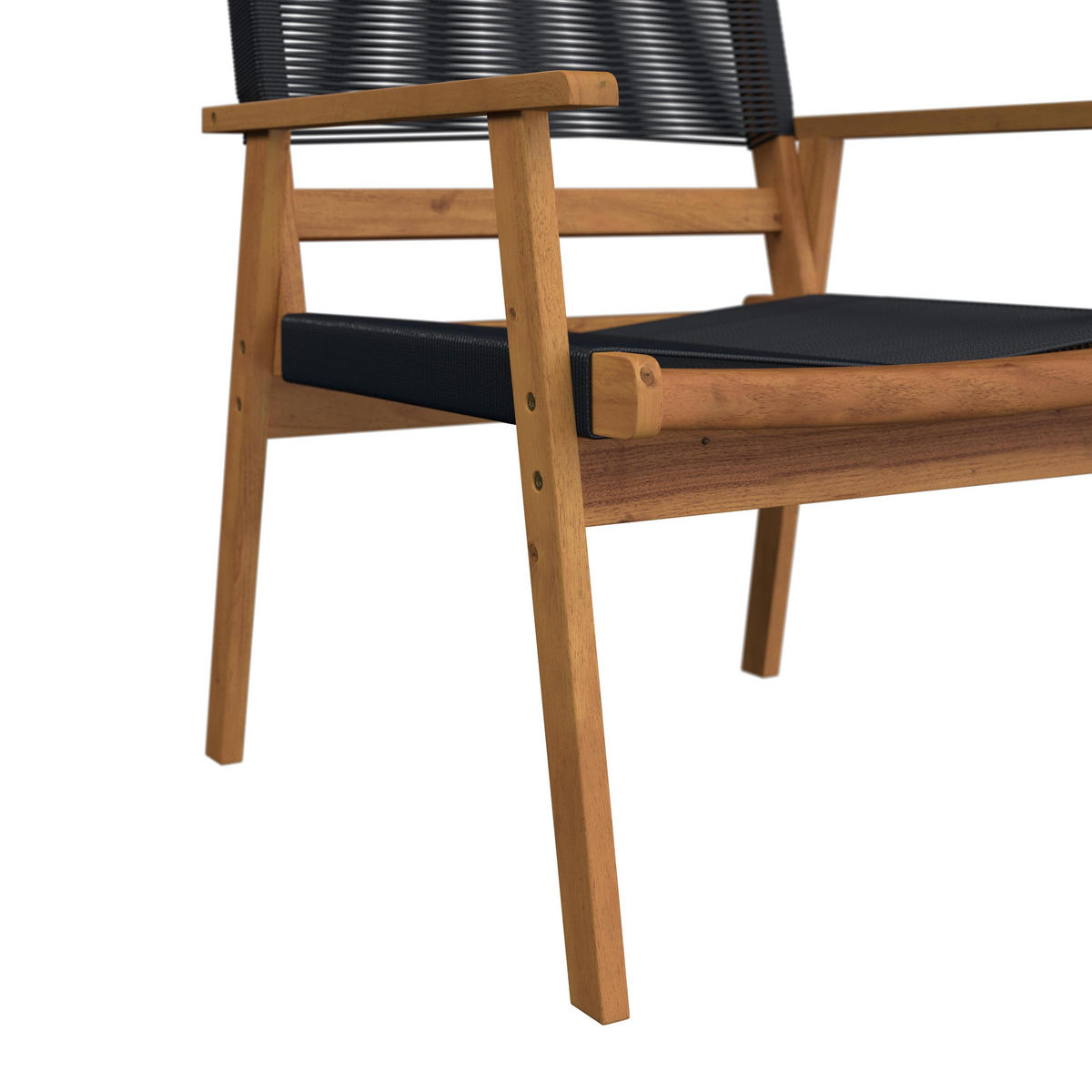 LOUNGEGARNITUR Enrica Schwarz/Akazie Rope - Schwarz, Holz - Bessagi Garden