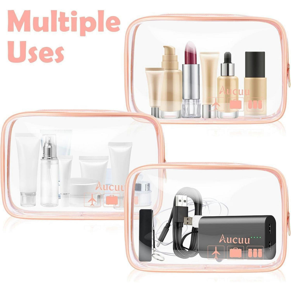 KULTURTASCHE 2-teiliges Set Transparent - Transparent, Kunststoff (18/2/26cm)