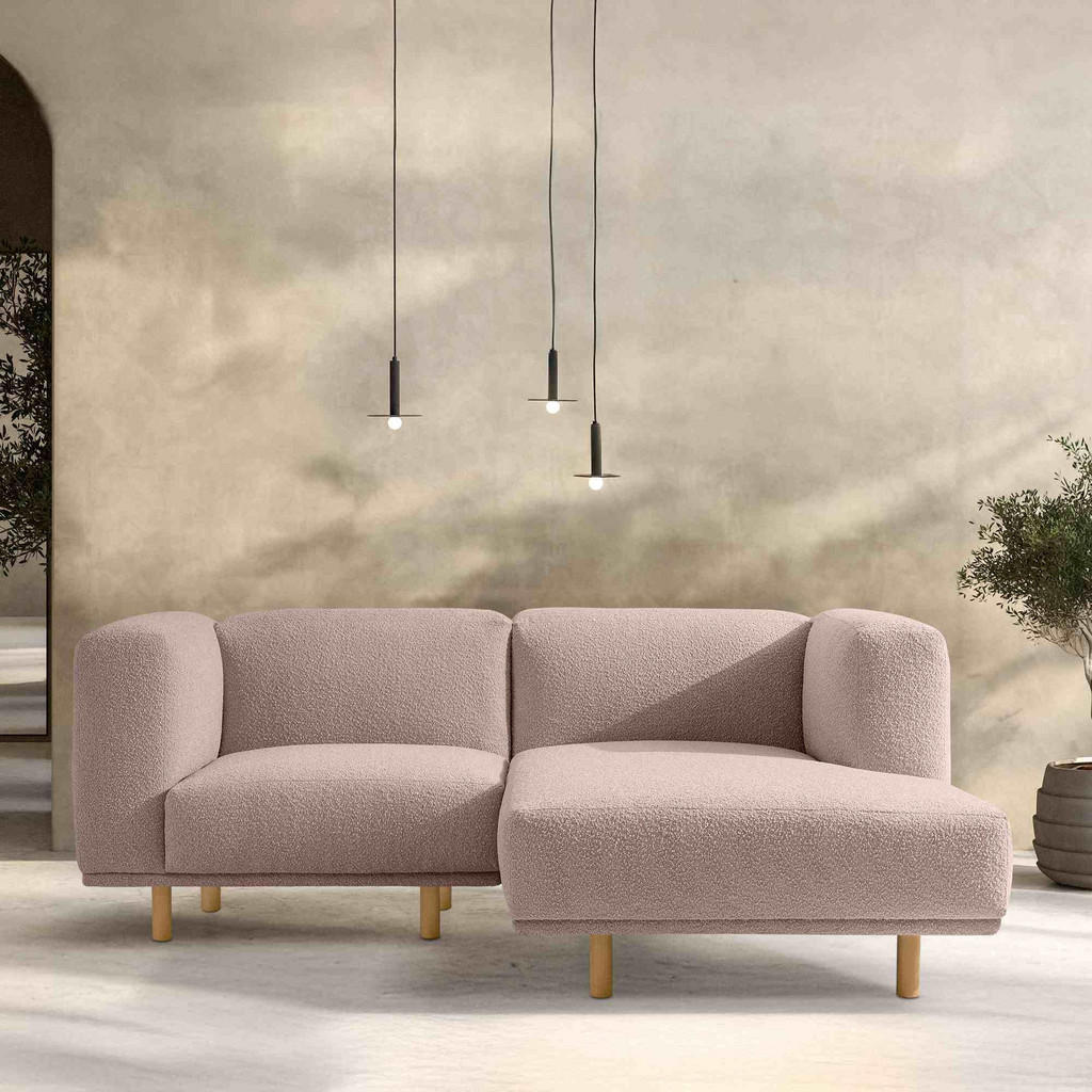 Thumbnail - Konsimo® Ecksofa-Rechts, Pink, Holz, Holzwerkstoff, Textil, L-Form, 204x155 cm, Wohnzimmer, Sofas & Couches, Wohnlandsch...