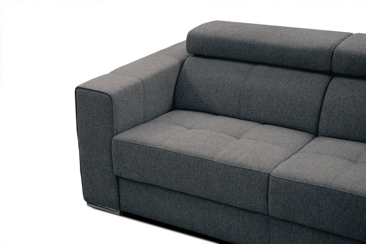 SOFA QUARTZ 3-Sitzer mit Ausziehsitz, dunkelgrau - Dunkelgrau, Holzwerkstoff/Textil (202/80/102cm) - Courtois Laville