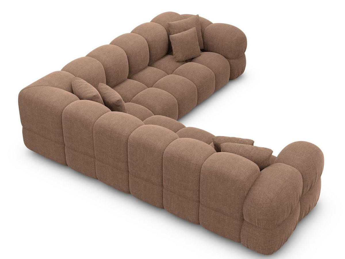 COUCH Monteverde L-Form Braun Strukturstoff - Braun, Textil (253/253cm)
