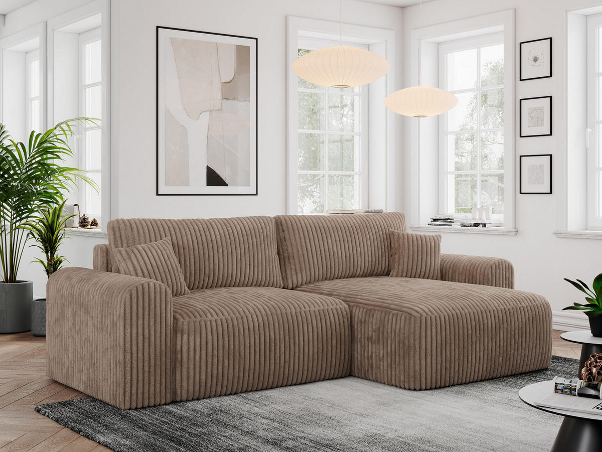 ECKSOFA NELSON Braun Cord - Schwarz/Braun, Kunststoff/Textil (274/152cm) - MKS