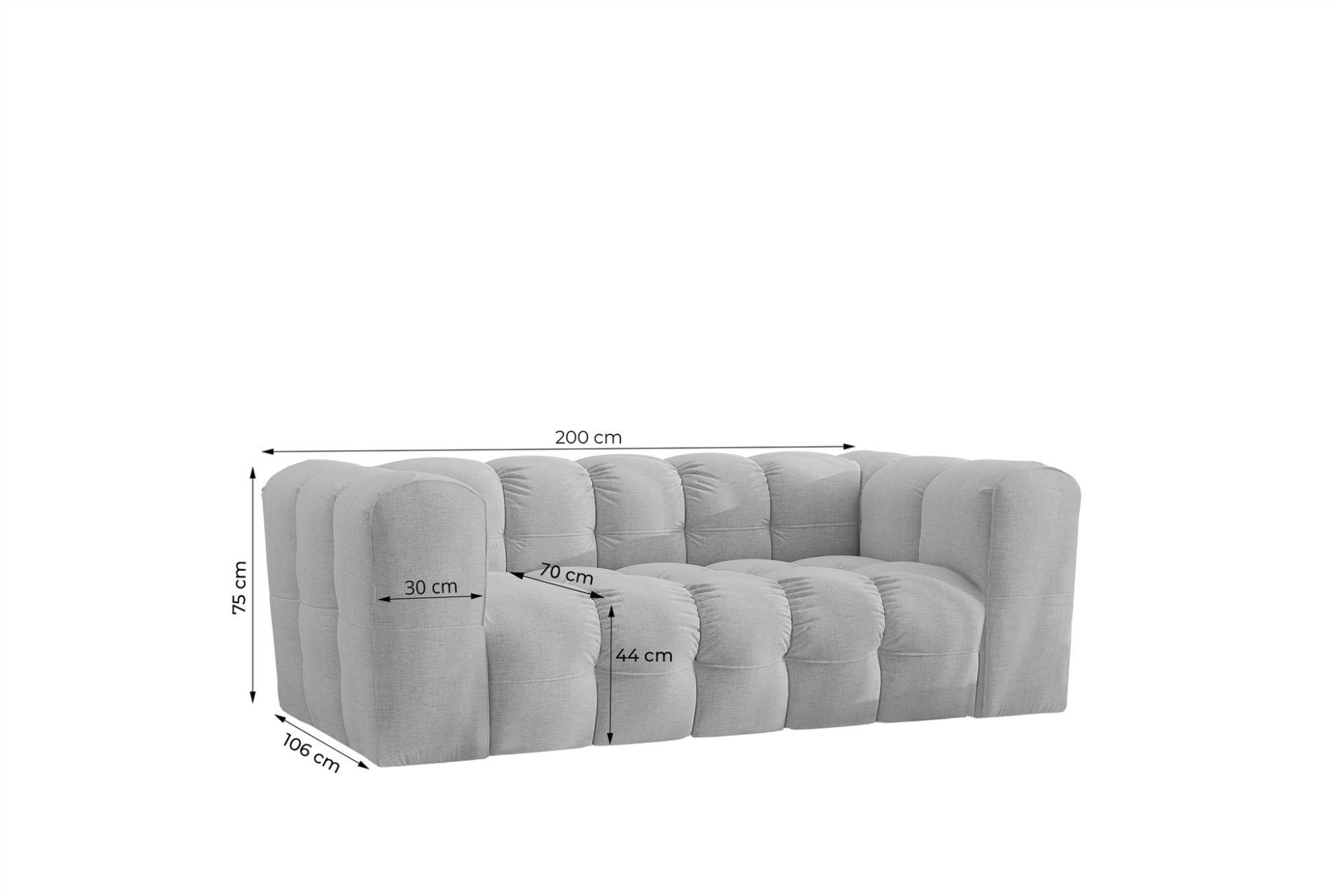 Thumbnail - Fun Möbel Sofa, Schwarz, Textil, 200x75x106 cm, Wohnzimmer, Sofas & Couches, Sofas, 2-Sitzer Sofas