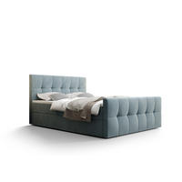BOXBETT MANHATTAN mit Matratze H3, Bonell und Topper 140x200 Monolith 72 - Blau, Holz/Textil (140/200cm) - Bedante