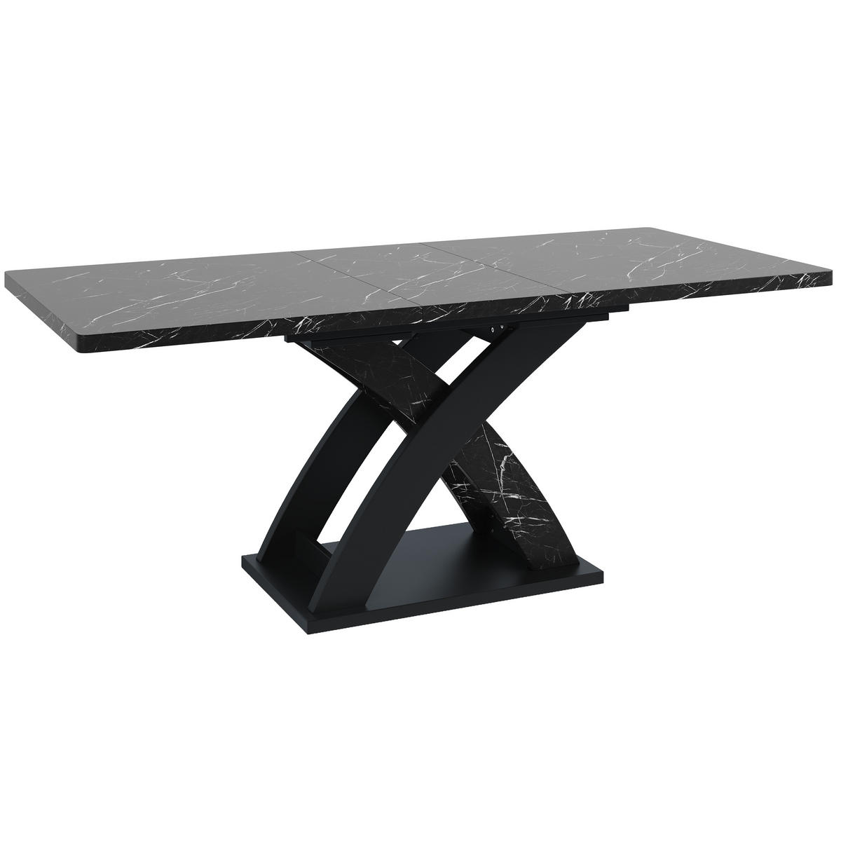 ROZKLADACÍ JEDÁLENSKÝ STÔL – čierny MDF s funkciou rozťahovania a základňou v tvare X - Eiche San Remo, Holzwerkstoff/Metall (80/120/75cm) - Urban Meuble