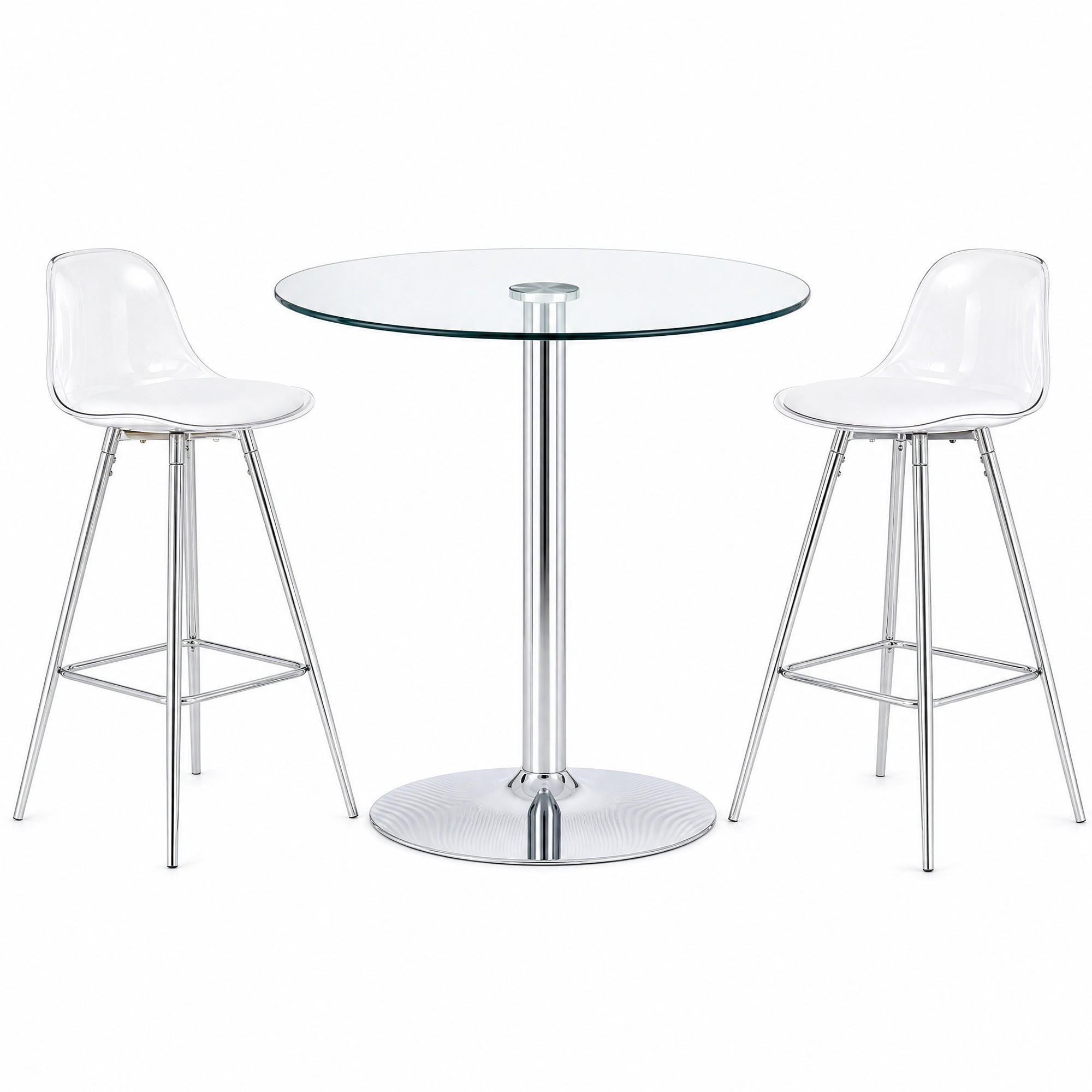 Meubliv Glastisch-Set Silber 89x92x89 cm