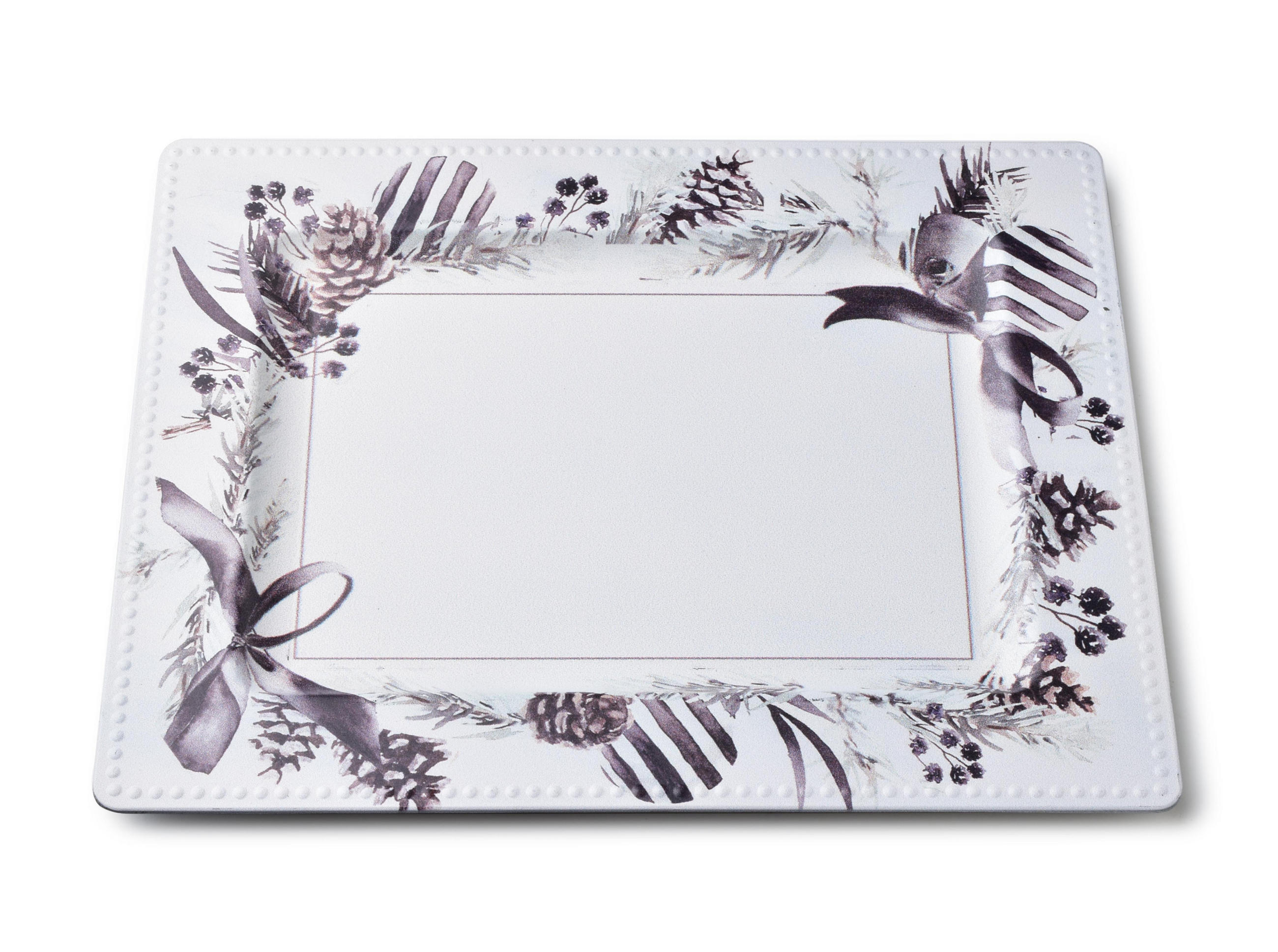 DEKOTABLETT Blanche Festive Weiß 31.5/25/1.5 cm Kunstoff - Weiß, Kunststoff (31.5/1.5cm) - Mondex