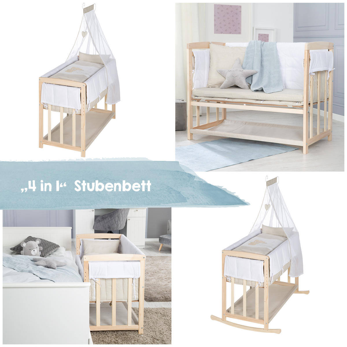 BEISTELLBETT Liebhabär 4in1 Set 90 x 45 cm - Naturfarben, Holzwerkstoff (45/90cm) - Roba