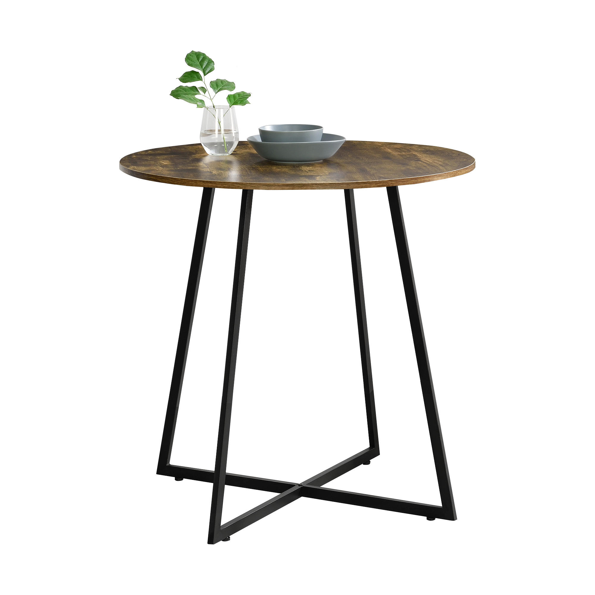 KÜCHENTISCH Vaggeryd - Dunkelbraun/Schwarz, Holzwerkstoff/Metall (80/80/78cm) - [en.casa]
