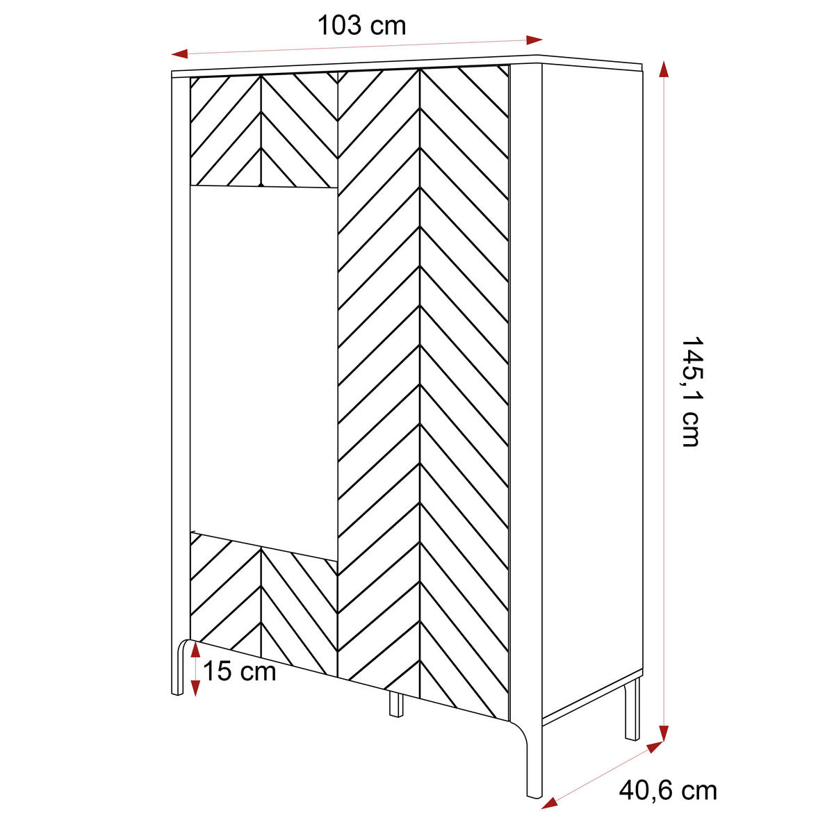 VITRINE LORIEN 103 cm Kaschmir - Kaschmir, Holzwerkstoff/Metall (103/145.1/40.6cm) - Idohome