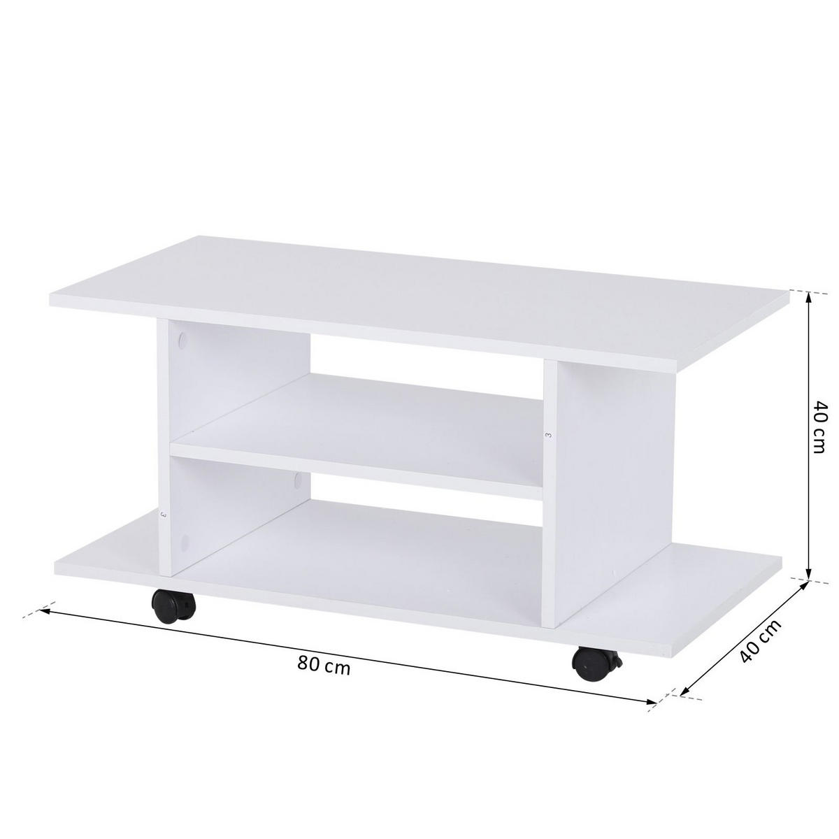 TV-MÖBEL Weiß 1 Stück - Weiß, Holzwerkstoff (80/40/40cm) - GiPP