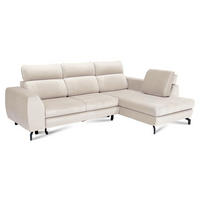 ECKSOFA ANTE Rechts, mit Schlaffunktion und Bettkasten, Beige - Beige, Textil/Metall (266/184cm) - Idohome
