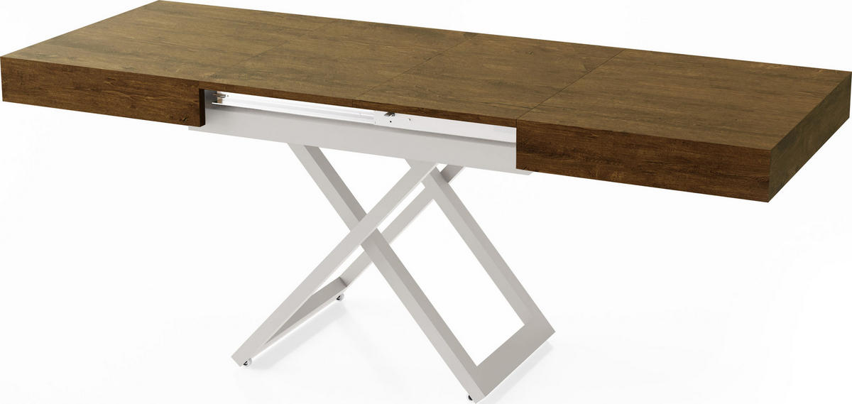 COUCHTISCH Cavetta U höhenverstellbar ausziehbar, Lefkas Eiche 120-200/80/27-76 cm - Kaschmir/Alteiche, Holzwerkstoff/Metall (80/120/76cm) - WFL GROUP