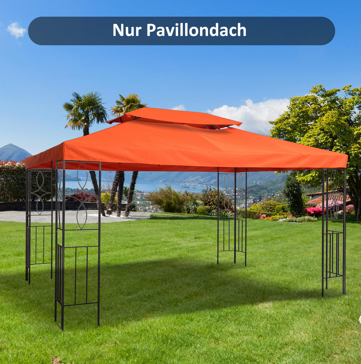 ERSATZDACH 400/300 cm mit Doppeldach und Wasserablauflöchern aus Polyester, Rostrot - Rot, Textil (300/20/400cm) - Redom