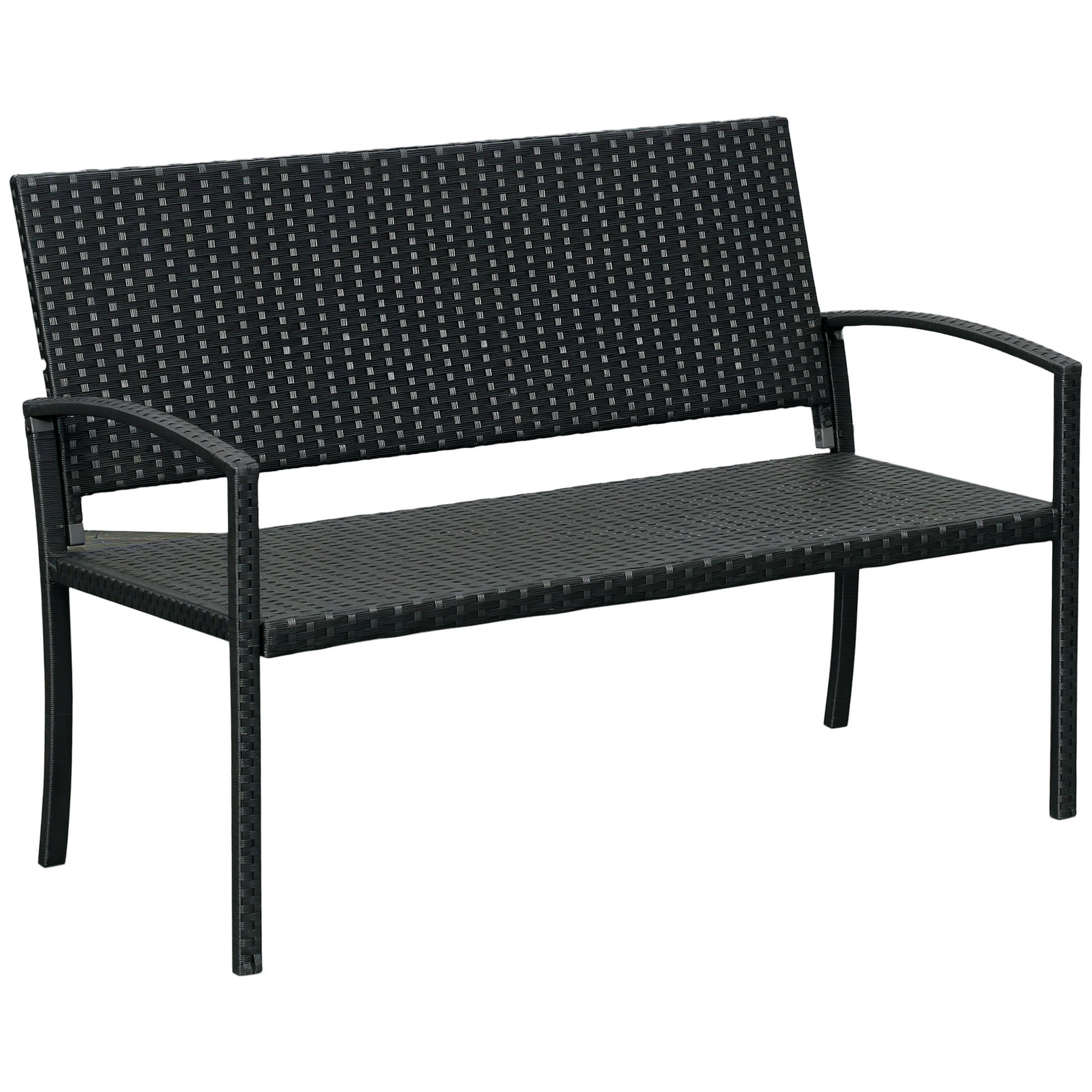 GARTENBANK DE-13551 2-Sitzer, geflochtene Resine Schwarz - Schwarz, Kunststoff/Metall (122/87/60cm) - ComfortXL