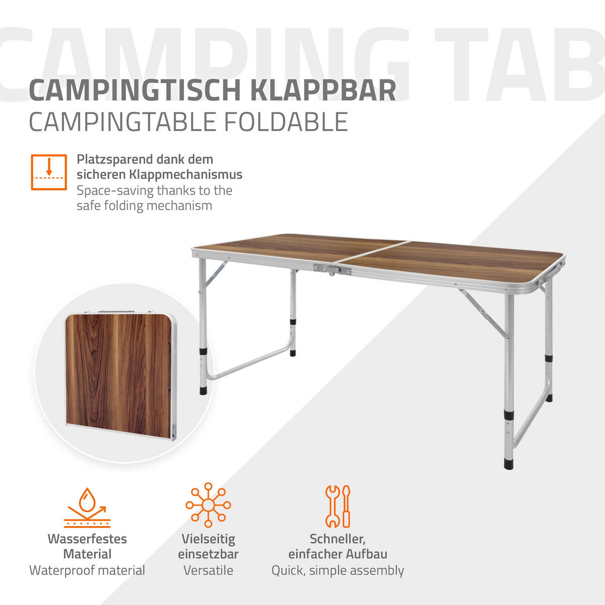 CAMPINGTISCH - Braun, Holzwerkstoff (120/60/70cm) - ECD-Germany
