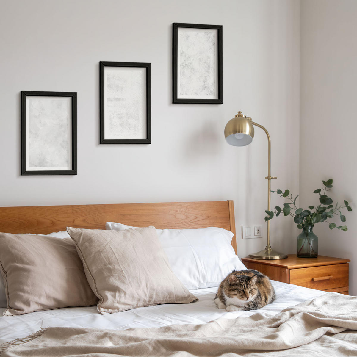 BILDER SET 3er Set - 20x30 cm Schwarzer Rahmen - Minimalistischer Hintergrund mit weißen Punkten - Schwarz, Kunststoff (20/30cm) - TULUP