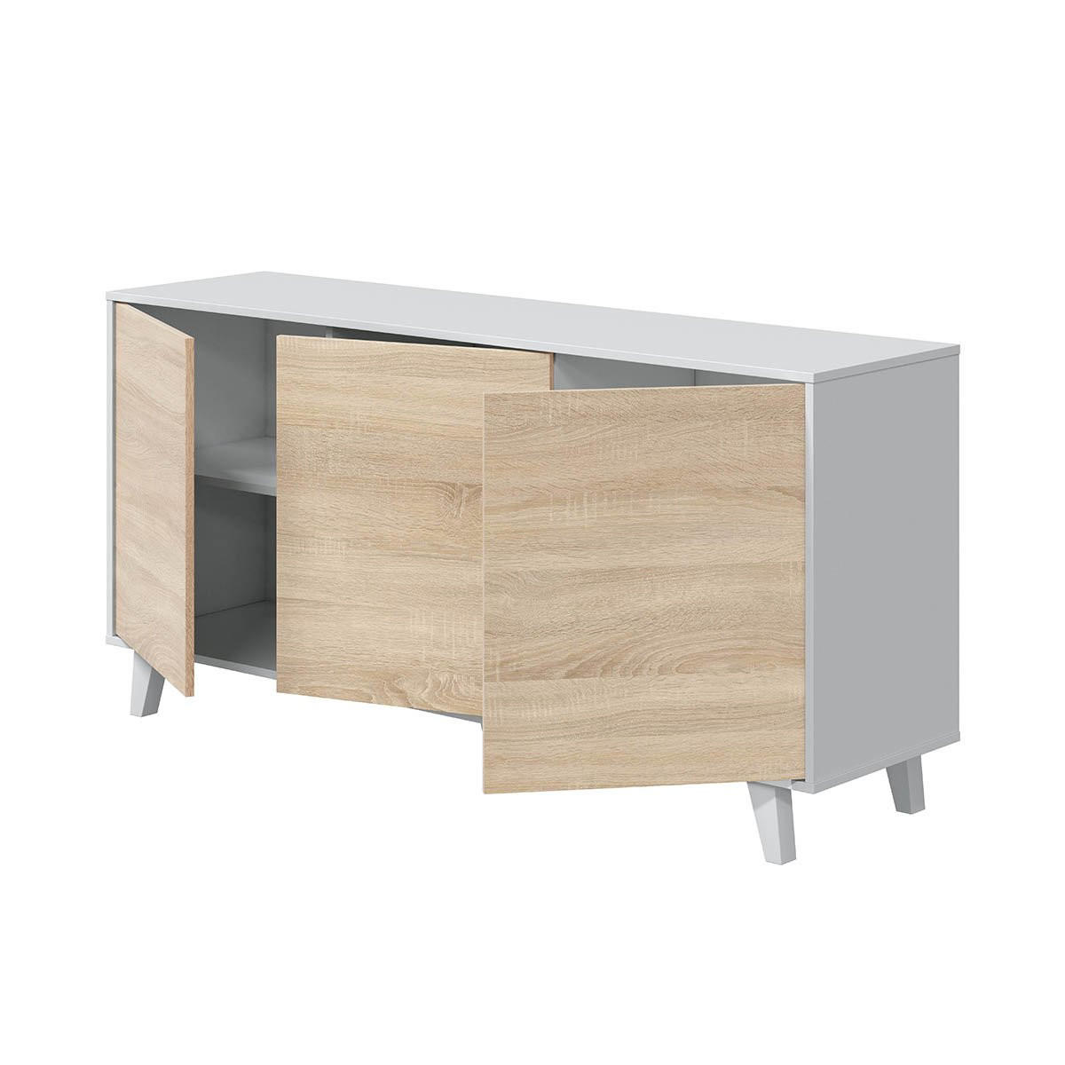 SIDEBOARD mit 3 Türen - L154 cm - Zaiken Plus - Weiß, Holzwerkstoff (41/75/154cm) - Calicosy