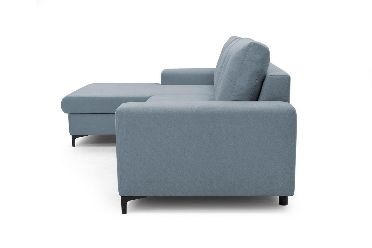 ECKSOFA AVRA L-förmig, mit Stauraumbehälter-in RINO-Stoff, Komfort & Eleganz, lose Rückenkissen, freistehend, LINKS 165x251x85 cm Blue - Blau, Holz/Textil (165/251cm) - DomoHome